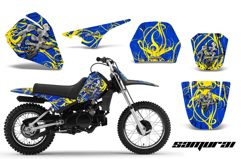 Yamaha PW80 Graphics Kit Samurai Yellow Blue